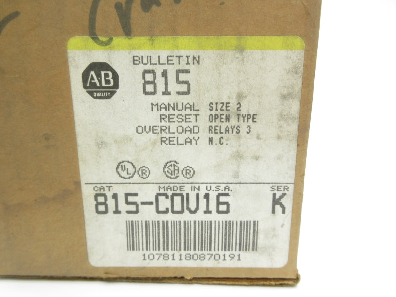 ALLEN BRADLEY 815-COV16 SER. K 600VAC (BR/YL) NSMP