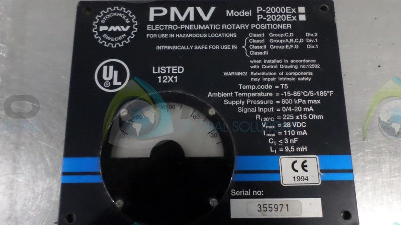 PMV P-2000EX ELECTRO PNEUMATIC ROTATRY POSITIONIER *USED*