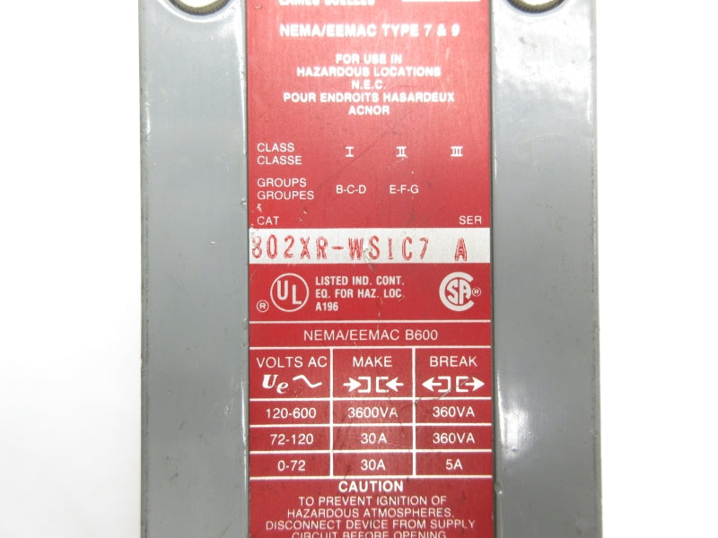 ALLEN BRADLEY 802XR-WS1C7 SER. A 120-600VAC 30A UNMP
