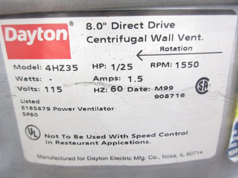 DAYTON 4HZ35 115V 1.5A NSNP