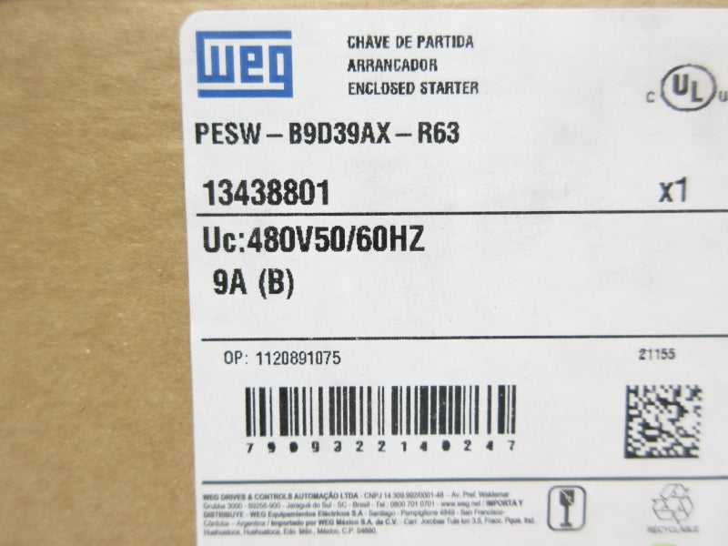 WEG PESW-B9D39AX-R63 480V 9A NSMP