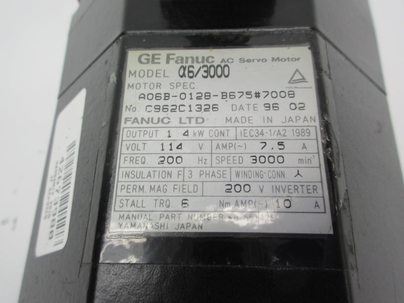 FANUC A06B-0128-B675#7008 114V 7.5A NSNP