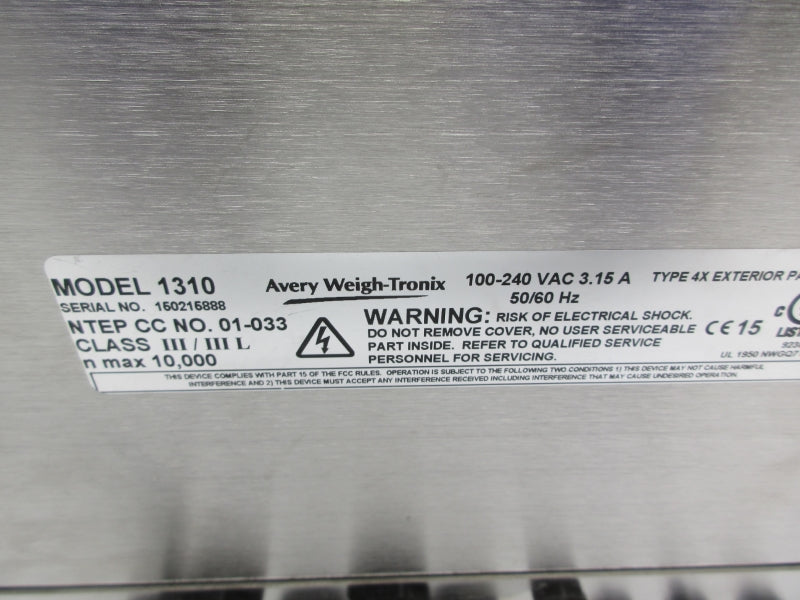 AVERY WEIGH TRONIX 1310 100-240VAC 3.15A UNMP