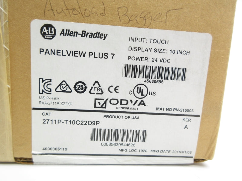 ALLEN BRADLEY 2711P-T10C22D9P SER. A 24VDC (BR/WH) NSMP