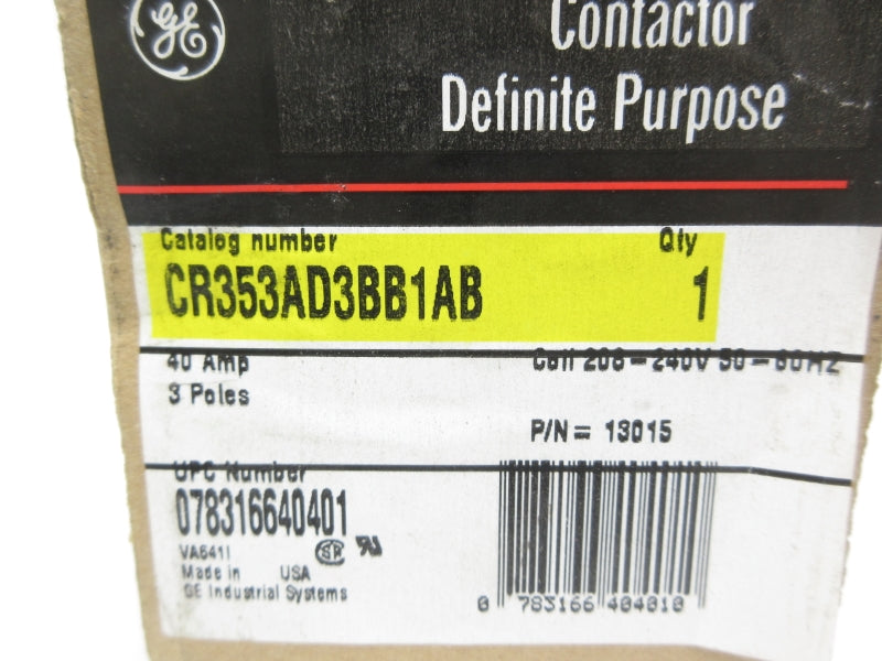 GENERAL ELECTRIC CR353AD3BB1AB 208/240V 40A NSMP