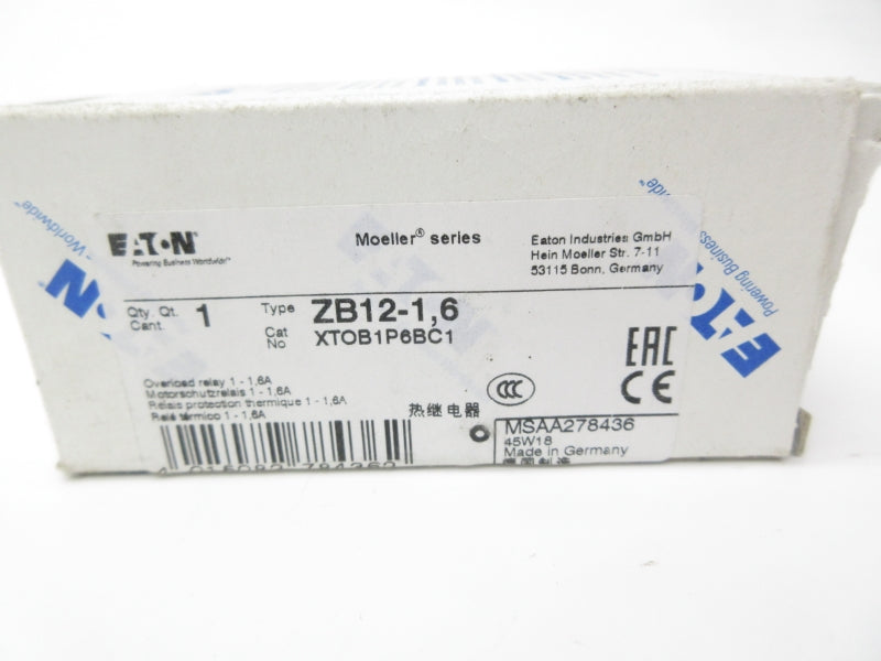 EATON XTOB1P6BC1 ZB12-1,6 1.2-1.6A NSMP