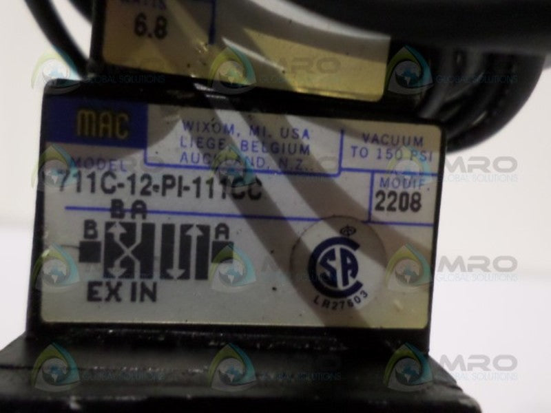 MAC 711C-12-PI-111CC w/ PID-111CCAA SOLENOID VALVE *USED*