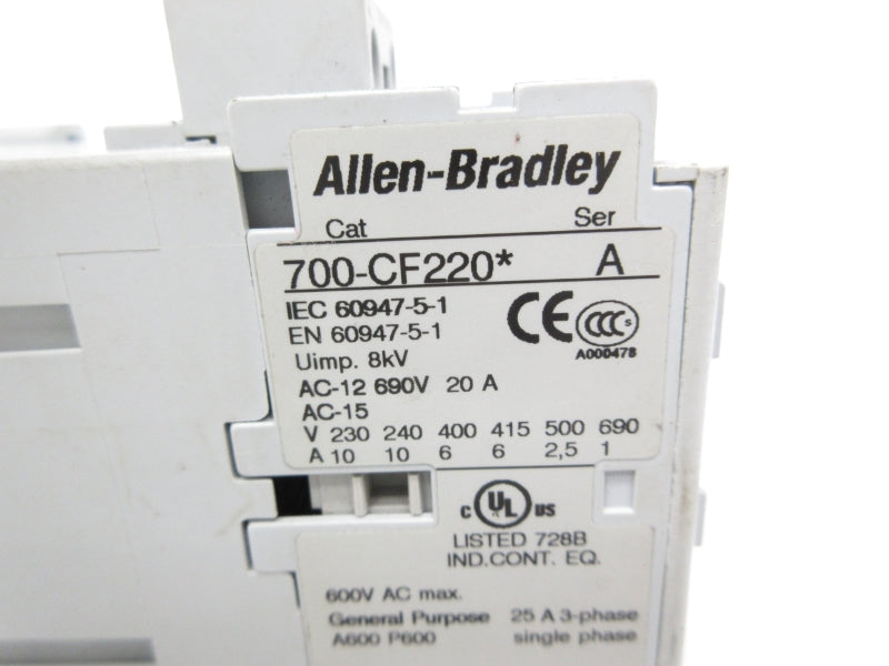 ALLEN BRADLEY 700-CF220H SER. A 208V 20A UNMP