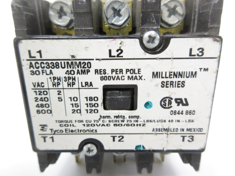 TYCO ELECTRONICS ACC338UMM20 120VAC 40A UNMP