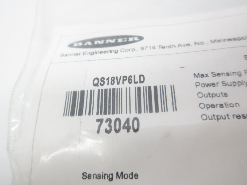 BSNNER ENGINEERING QS18VP6LD 73040 NSMP