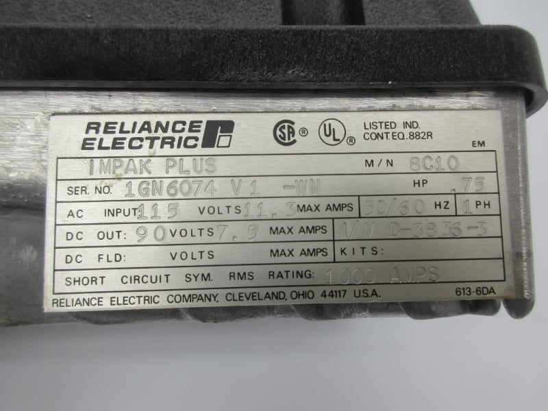RELIANCE ELECTRIC 8C10 115VAC 11.3A NSNP