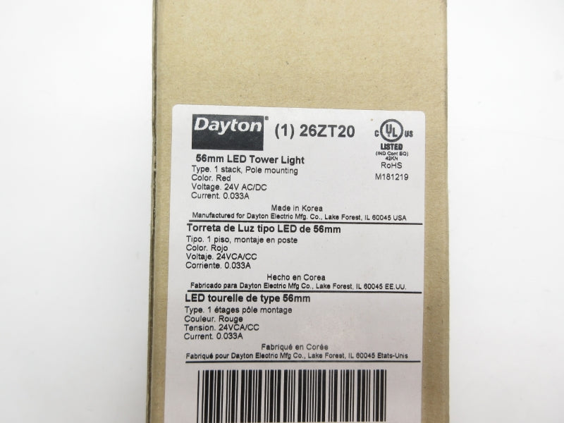 DAYTON 26ZT20 24VAC/DC 0.033A NSMP
