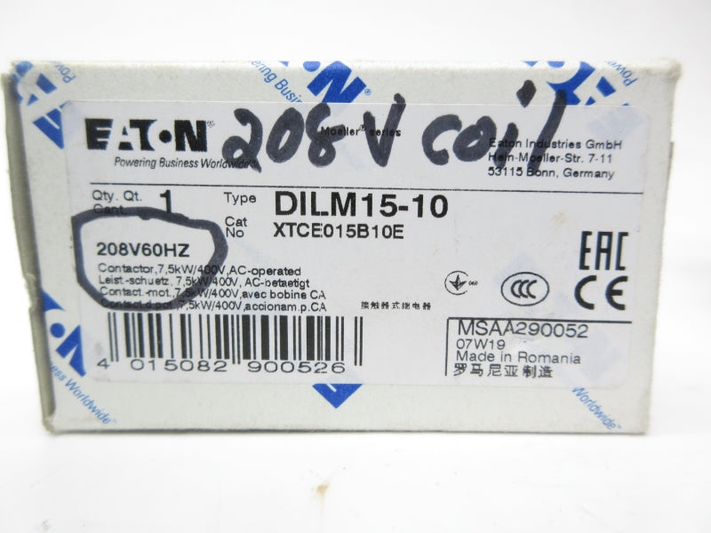 EATON XTCE015B10E DILM15-10 208V NSMP