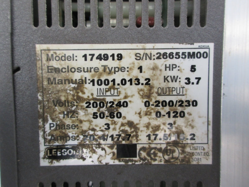 LEESON 174919 200/240V 20.4/17.7A UNMP