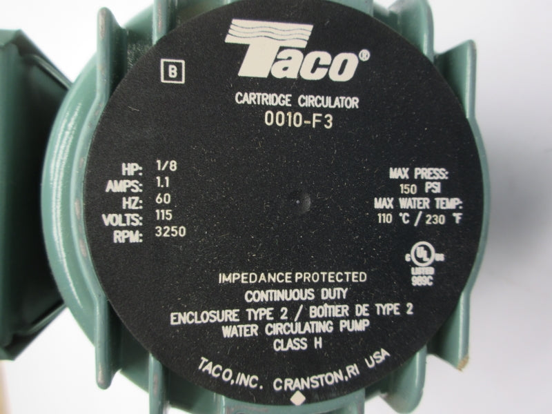 TACO 0010-F3 115V 1.1A 150PSI NSNP