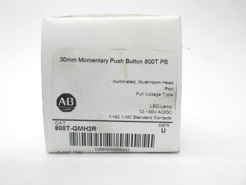 ALLEN BRADLEY 800T-QMH2R SER. U 12-130VAC/DC (WH) NSMP