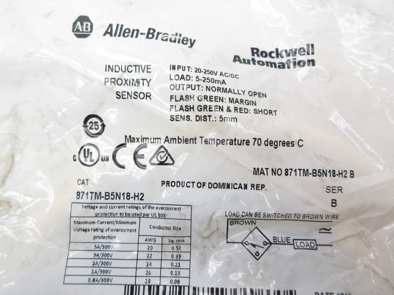 ALLEN BRADLEY 871TM-B5N18-H2 SER. B 20-250VAC/DC NSMP