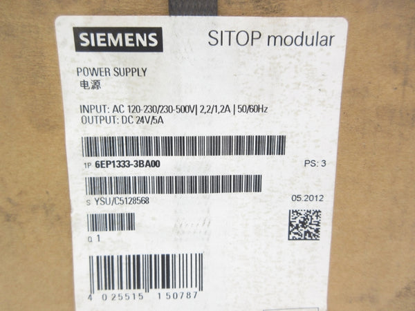 SIEMENS 6EP1333-3BA00 120-230/230-500VAC 2,2/1,2A NSFS