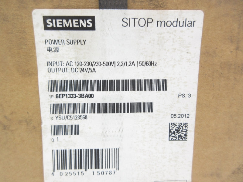 SIEMENS 6EP1333-3BA00 120-230/230-500VAC 2,2/1,2A NSFS