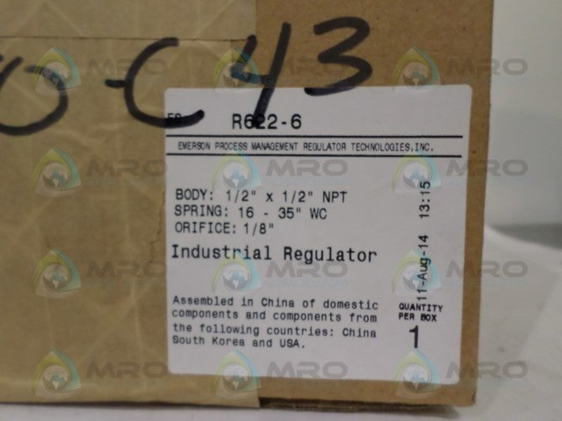 FISHER R622-6 INDUSTRIAL REGULATOR * FACTORY SEALED *