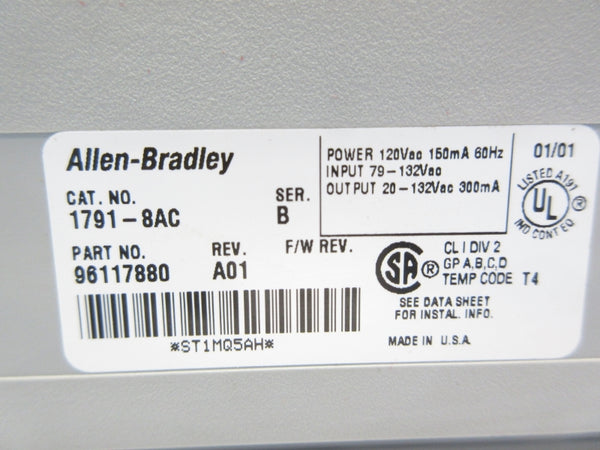 ALLEN BRADLEY 1791-8AC SER. B 79-132VAC (NO TERMINAL) NSNP