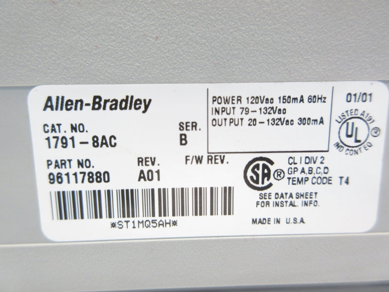 ALLEN BRADLEY 1791-8AC SER. B 79-132VAC (NO TERMINAL) NSNP