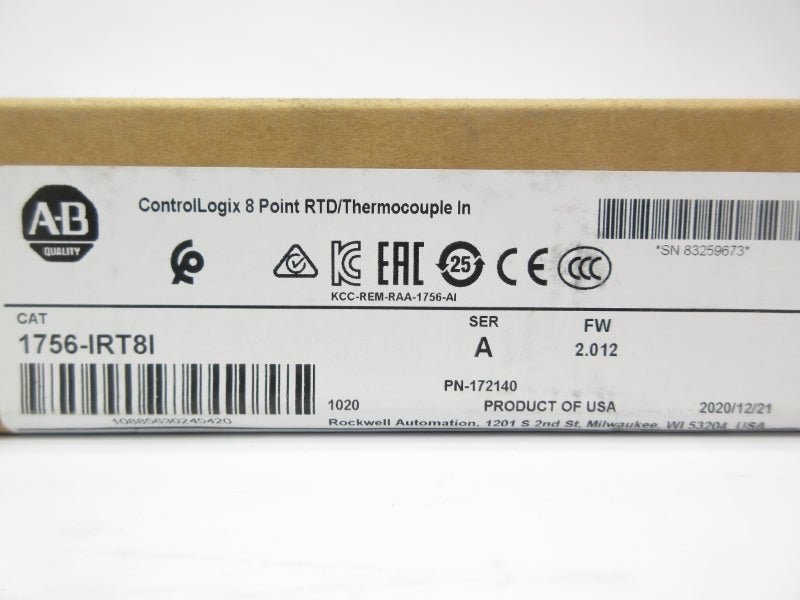 ALLEN BRADLEY 1756-IRT8I SER. A F/W 2.012 DATE: 2020 NSFS