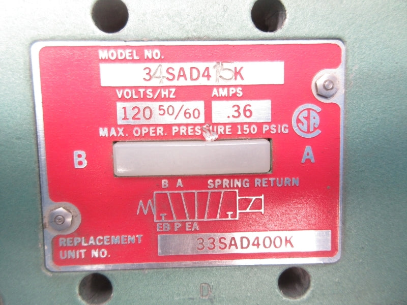NUMATICS 34SAD415K 120V .36A 150PSI NSNP