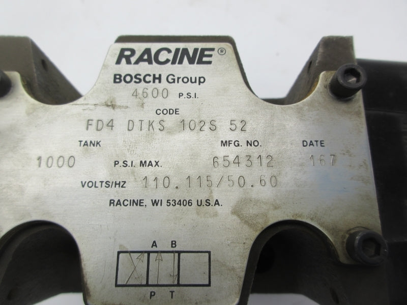 RACINE FD4DTKS102S52 654312 110/115V 4600PSI UNMP