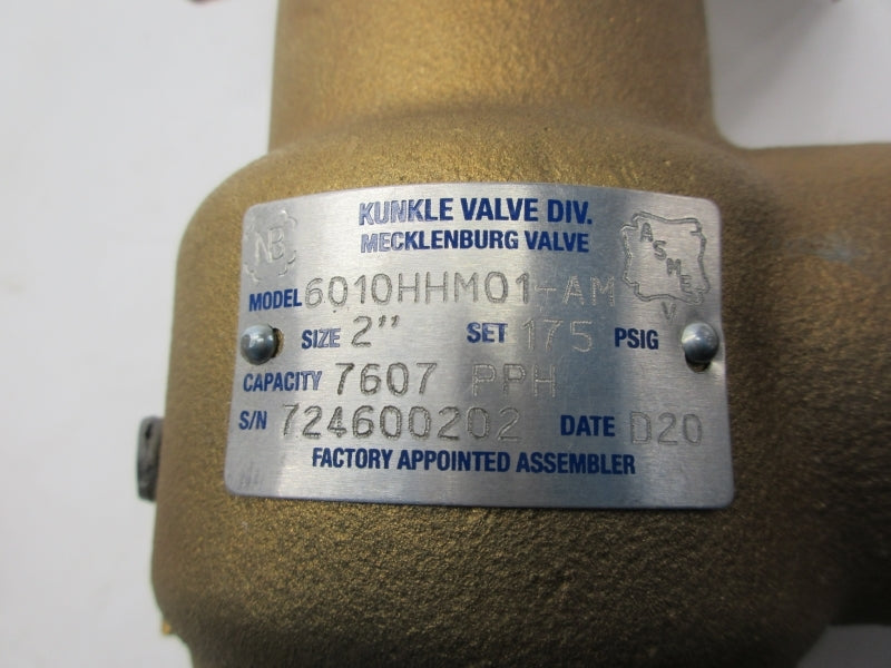 KUNKLE VALVE 6010HHM01-AM175 175PSI 2" NSNP
