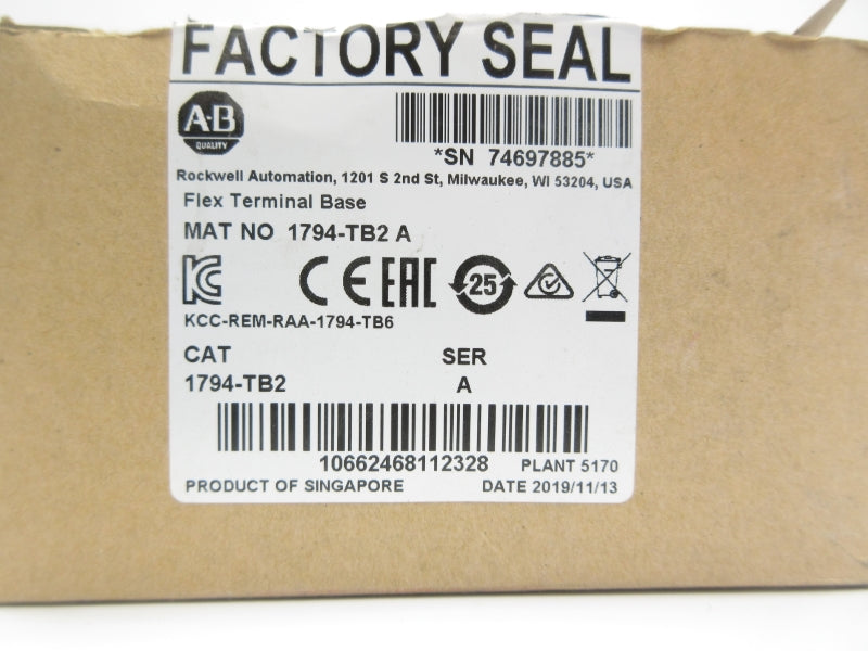 ALLEN BRADLEY 1794-TB2 SER. A 125VDC/AC NSMP