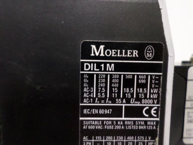 KLOCKNER MOELLER DIL1M w/ Z00-16 CONTACTOR w/ OVERLOAD RELAY UNMP