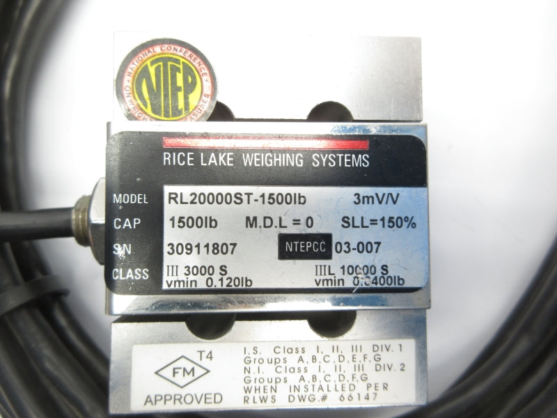 RICE LAKE WEIGHING SYSTEMS RL20000ST-1500LB NSNP
