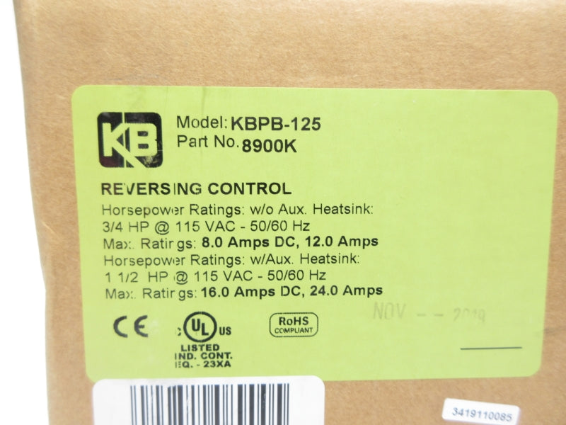 KB ELECTRONICS KBPB-125 8900K 115VAC 24.0A NSMP