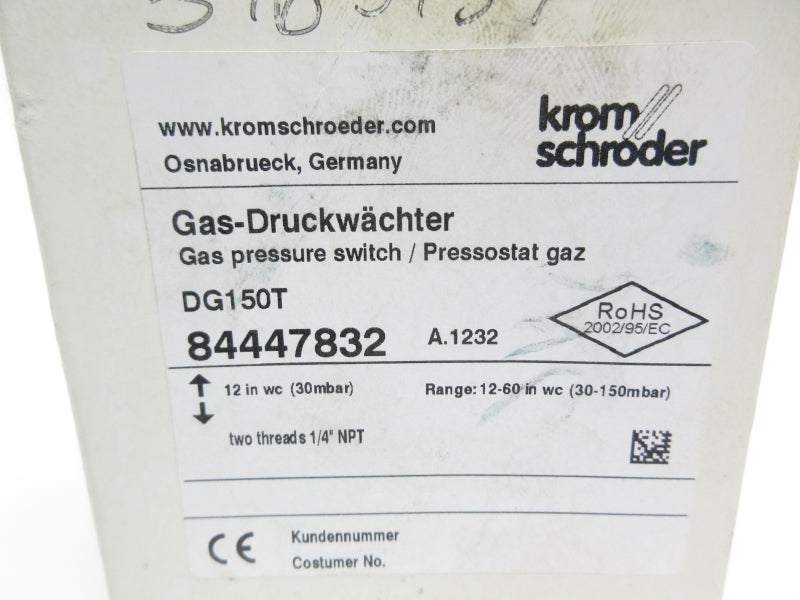KROM SCHRODER 84447832 DG150T 110/120VAC 12-60INWC 1/4" NSMP