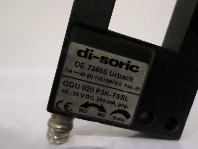 DI-SORIC OGU-020-P3K-TSSL LIGHT BARRIER SENSOR 10-35VDC *USED*