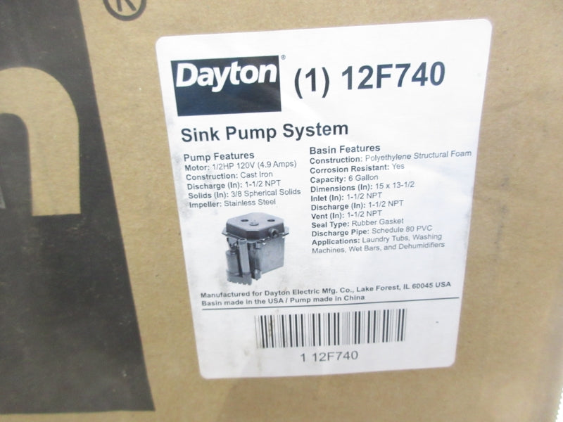 DAYTON 12F740 120V 4.9A NSMP