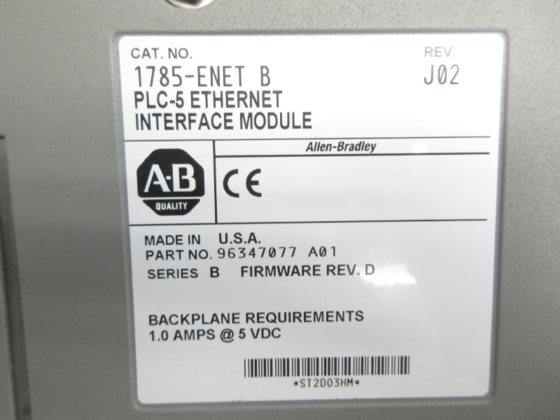 ALLEN BRADLEY 1785-ENET SER. B F/W D 250V 1.0A UNMP