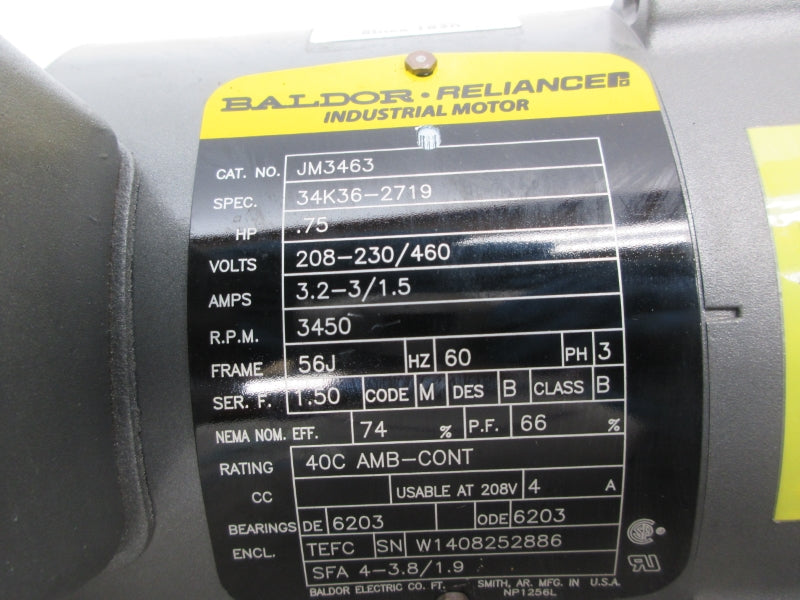 BALDOR JM3463 208-230/460V 3.2-3/1.5A NSNP