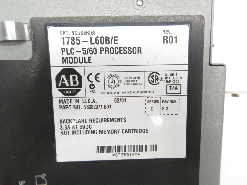 ALLEN BRADLEY 1785-L60B SER. E F/W E.2 5VDC 3.3A UNMP