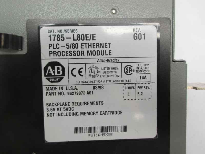 ALLEN BRADLEY 1785-L80E SER. E F/W B.2 5VDC 3.6A UNMP