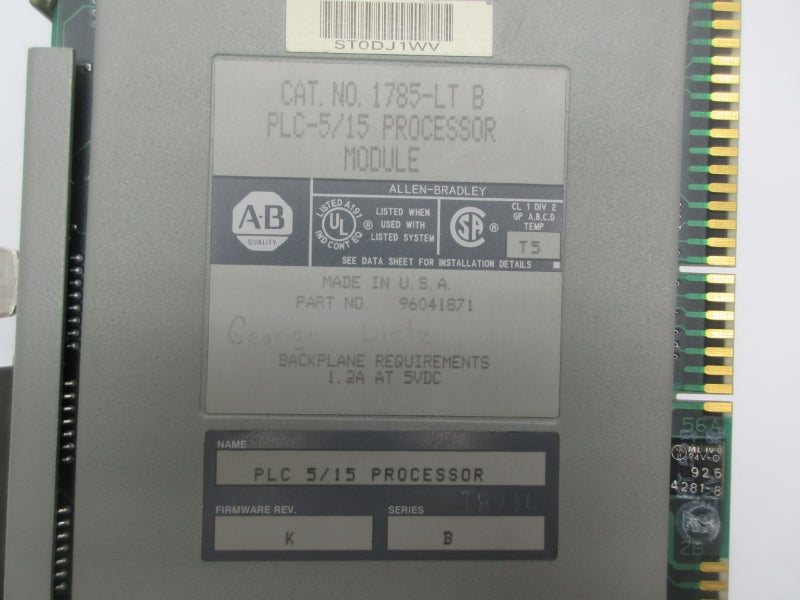 ALLEN BRADLEY 1785-LT SER. B F/W K 5VDC 1.2A UNMP