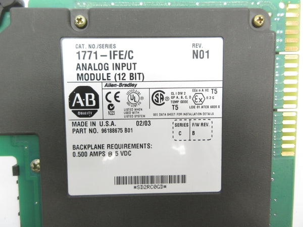 ALLEN BRADLEY 1771-IFE SER. C F/W B 5VDC 0.500A UNMP