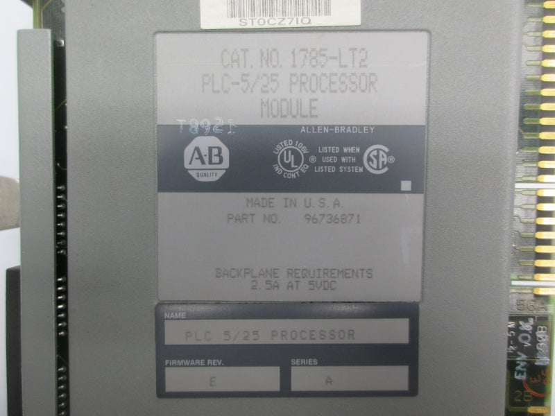 ALLEN BRADLEY 1785-LT2 SER. A F/W E 5VDC 2.5A UNMP