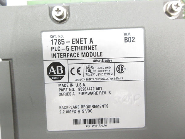 ALLEN BRADLEY 1785-ENET SER. A 5VDC 2.2A UNMP