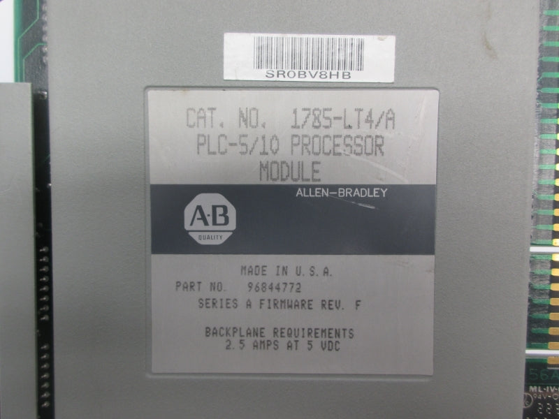 ALLEN BRADLEY 1785-LT4 SER. A 5VDC 2.5A F/W F (NO KEY) UNMP