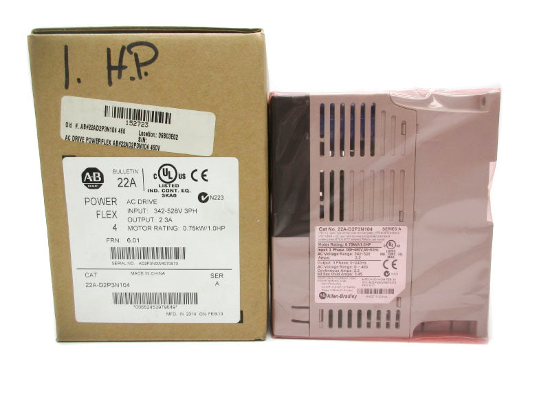 ALLEN BRADLEY 22A-D2P3N104 SER. A F/W 6.01 342-528V 2.3A F/W 6.01 NSMP