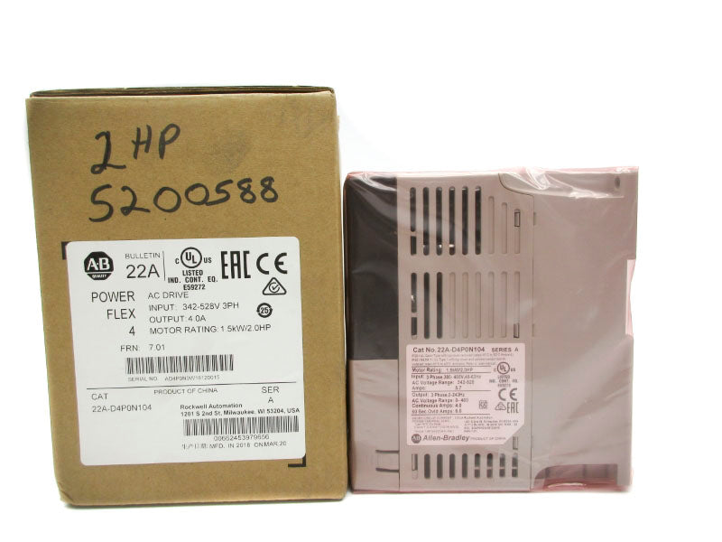 ALLEN BRADLEY 22A-D4P0N104 SER. A F/W 7.01 342-528V 5.7A NSMP
