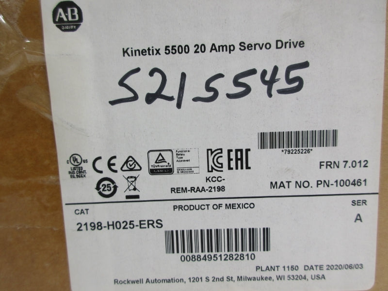 ALLEN BRADLEY 2198-H025-ERS SER. A F/W 7.012 195-264/324-528VAC 20A NSMP