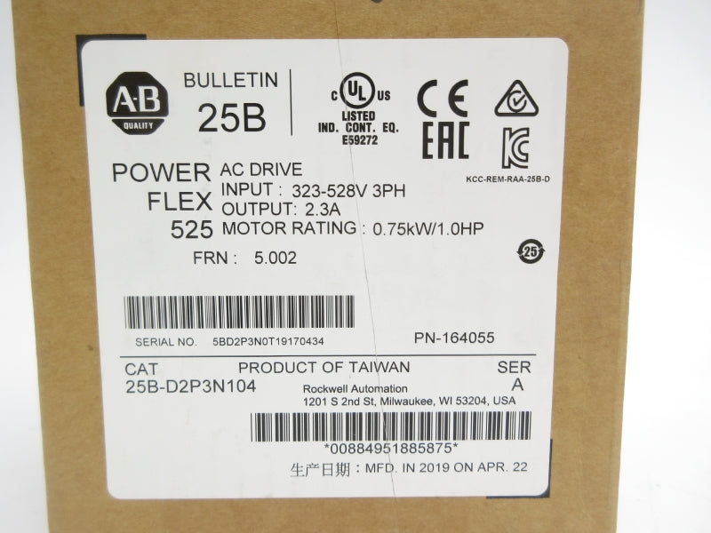 ALLEN BRADLEY 25B-D2P3N104 SER. A F/W 5.002 323-528VAC 2.3A NSMP